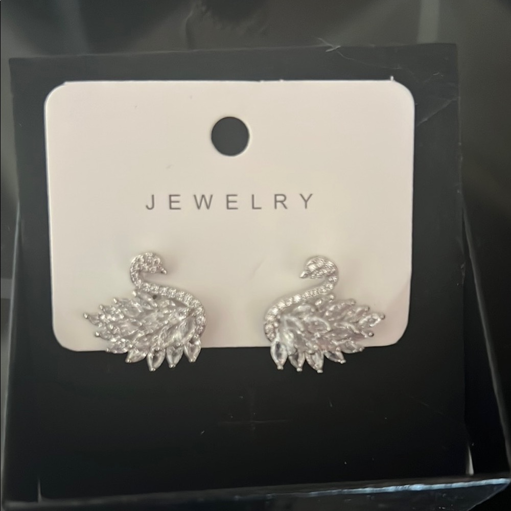 Elegant Silver Swan Earrings